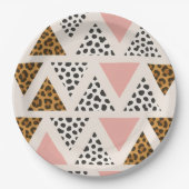 Chic Leopard & Pink Triangle Pattern Pappteller (Vorderseite)