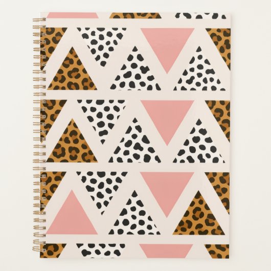 Chic Leopard & Pink Triangle Pattern Planer (Vorderseite)
