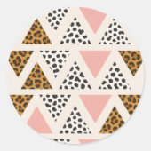 Chic Leopard & Pink Triangle Pattern Runder Aufkleber (Vorderseite)