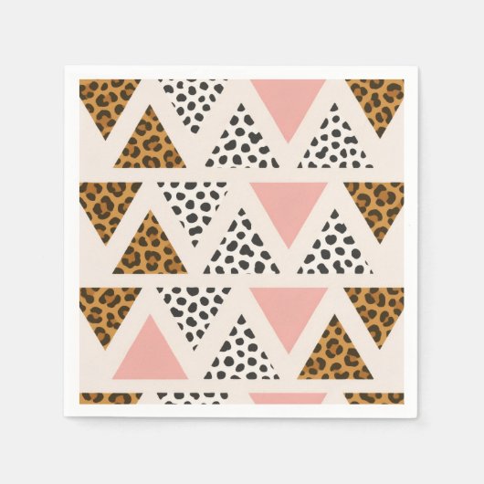 Chic Leopard & Pink Triangle Pattern Serviette (Vorderseite)