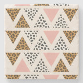 Chic Leopard & Pink Triangle Pattern Steinuntersetzer (Vorderseite)