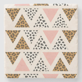 Chic Leopard & Pink Triangle Pattern Steinuntersetzer