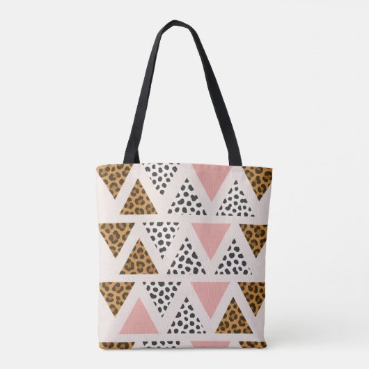 Chic Leopard & Pink Triangle Pattern Tasche (Rückseite)