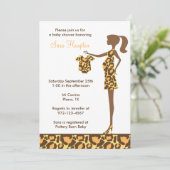 Chic Leopard Print Baby Dusche Einladung (Stehend Vorderseite)