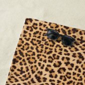 Chic Leopard Print Black Script Personalisiert Strandtuch (Beispiel)