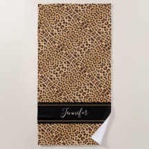 Chic Leopard Print Black Script Personalisiert