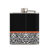 Chic Leopard Print Burnt Orange Bogen mit Namen Flachmann (Rückseite)