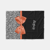 Chic Leopard Print Burnt Orange Bogen mit Namen Fleecedecke (Vorderseite (Horizontal))