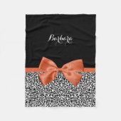 Chic Leopard Print Burnt Orange Bogen mit Namen Fleecedecke (Vorderseite)
