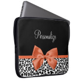 Chic Leopard Print Burnt Orange Bogen mit Namen Laptopschutzhülle (Vorne Rechts)