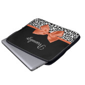 Chic Leopard Print Burnt Orange Bogen mit Namen Laptopschutzhülle (Vorne Knopf)