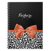 Chic Leopard Print Burnt Orange Bogen mit Namen Notizblock (Vorderseite)