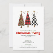 Chic leopard print Christmas tree holiday invite Einladung (Vorderseite)