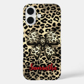 chic leopard print coquette bow monogram Case-Mate iPhone hülle (Rückseite)