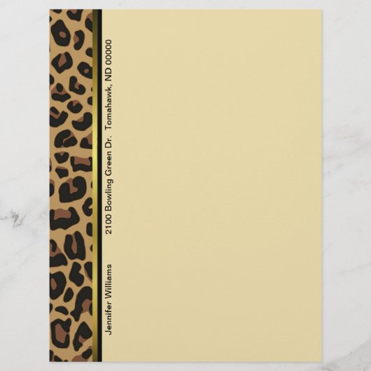 Chic Leopard Print Custom Letterhead Stationierung (Vorderseite)