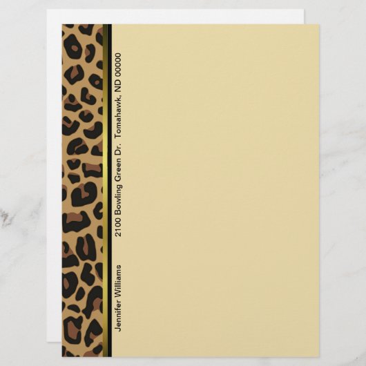 Chic Leopard Print Custom Letterhead Stationierung (Vorne/Hinten)