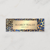 Chic Leopard Print Gold Glitter Luxus QR Code Mini Visitenkarte (Vorderseite)