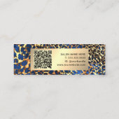 Chic Leopard Print Gold Glitter Luxus QR Code Mini Visitenkarte (Rückseite)