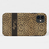 Chic Leopard Print Monogram Case-Mate iPhone Hülle (Rückseite (Horizontal))