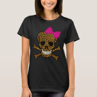 Chic Leopard Print Pirate Skull Pink Bow