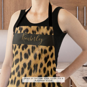 Chic Leopard Print Script Name Schürze