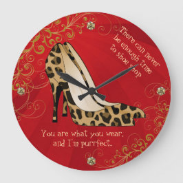 Chic Leopard Print Stiletto Heels Wall Clock Große Wanduhr