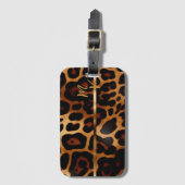 Chic Leopard Print und Gold Mit Monogramm Gepäckanhänger (Vorderseite Vertikal)