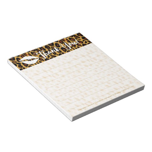 Chic Leopard Print with Lips Danke Notepad Notizblock (angewinkelt)