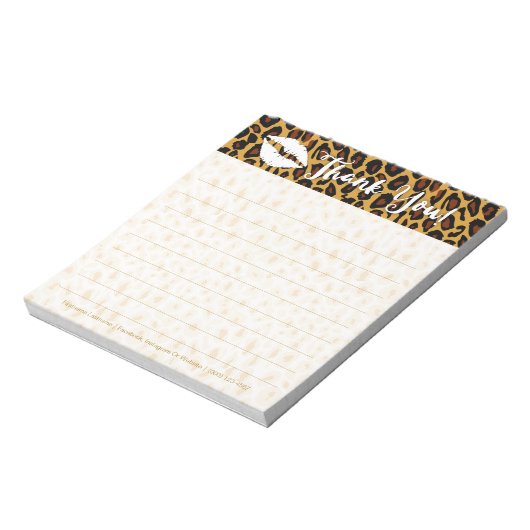 Chic Leopard Print with Lips Danke Notepad Notizblock (Rotiert)