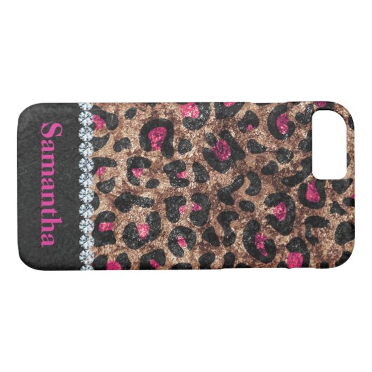 Chic leopard rosa Tierdiamant personalisiert Case-Mate iPhone Hülle (Rückseite (Horizontal))