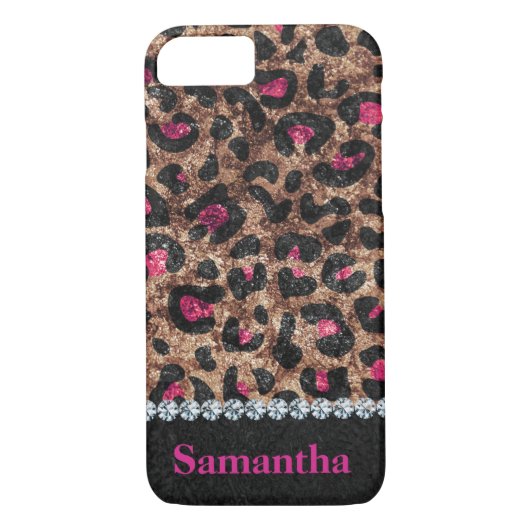 Chic leopard rosa Tierdiamant personalisiert Case-Mate iPhone Hülle (Rückseite)