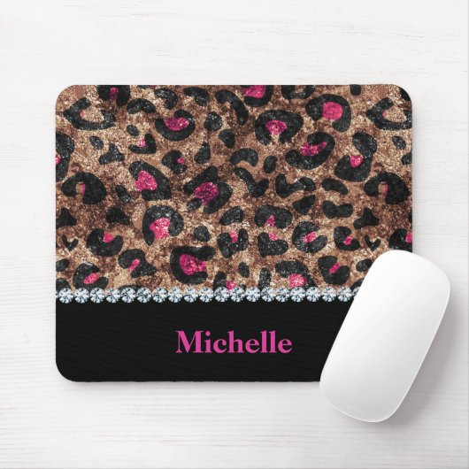 Chic leopard rosa Tierdiamant personalisiert Mousepad (Mit Mouse)