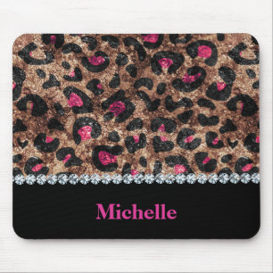 Chic leopard rosa Tierdiamant personalisiert Mousepad