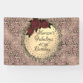 Chic Leopard Rose Fabulous 40. Geburtstag Banner (Horizontal)