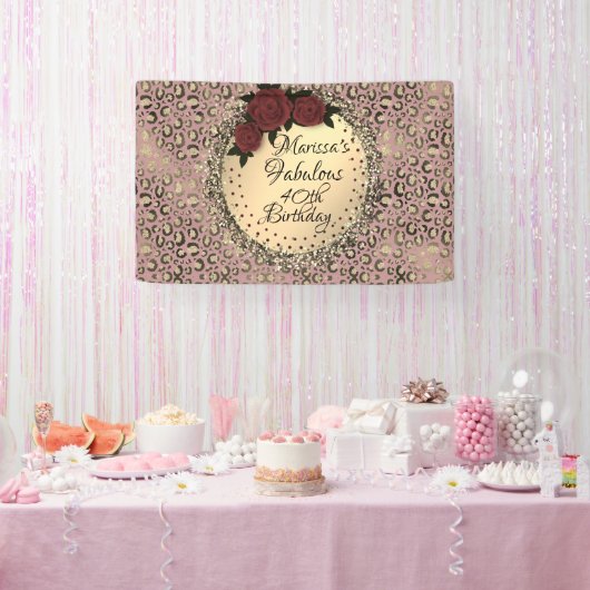 Chic Leopard Rose Fabulous 40. Geburtstag Banner (Party)