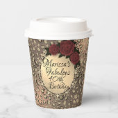 Chic Leopard Rose Fabulous 40. Geburtstag Pappbecher (Vorderseite)