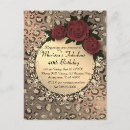 Chic Leopard Rose Fabulous 40. Geburtstag Postkarte