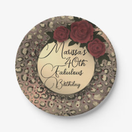 Chic Leopard Rose Fabulous 40th Birthday Paper Pla Pappteller