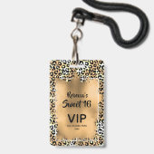Chic Leopard Sweet 16. Geburtstag Einladung VIP Pa Ausweis (Vorderseite mit Lanyard)