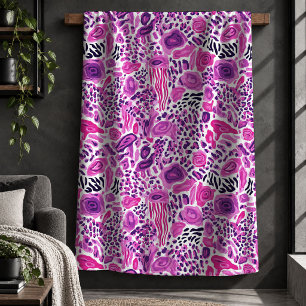 Chic Leopard Tiger Magenta Hot Pink Blanket Art Ho Sherpadecke