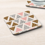 Chic Leopard- und Pink-Triangle-Muster Getränkeuntersetzer (Linke Seite)