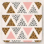 Chic Leopard- und Pink-Triangle-Muster Getränkeuntersetzer (Vorderseite)