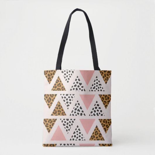 Chic Leopard- und Pink-Triangle-Muster Tasche (Vorderseite)