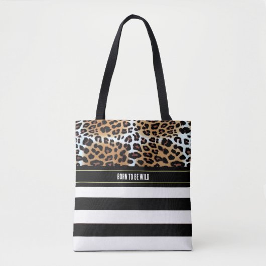 Chic Leopard und Schwarz-weiße Streifen Positiv Tasche (Vorderseite)