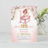 Chic Letter B monogram ballerina Mädchen Geburtsta Einladung (Stehend Vorderseite)