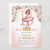 Chic Letter B monogram ballerina Mädchen Geburtsta Einladung (Vorne/Hinten)