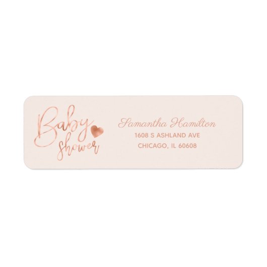 Chic Letter Rose Gold Foil Blush Baby Dusche (Vorne)
