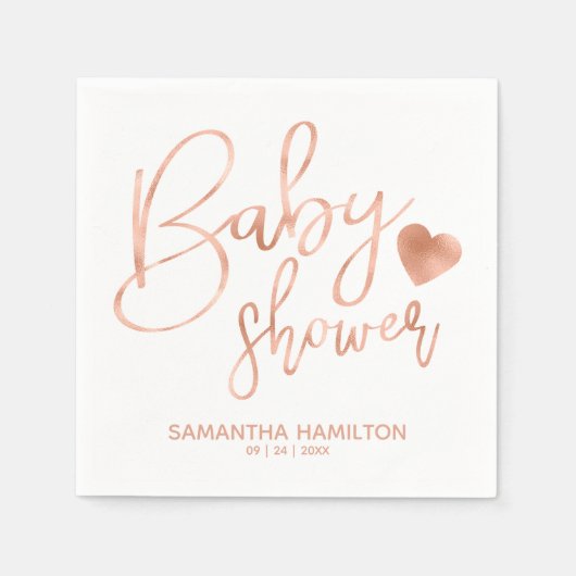 Chic Letter Rose Gold Foil Blush Baby Dusche Serviette (Vorderseite)