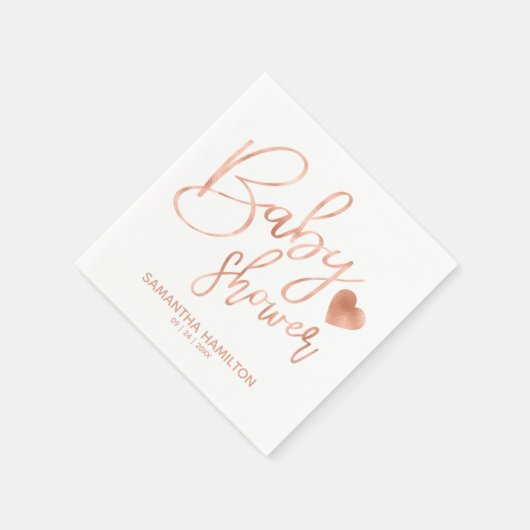 Chic Letter Rose Gold Foil Blush Baby Dusche Serviette (Ecke)