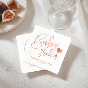 Chic Letter Rose Gold Foil Blush Baby Dusche Serviette